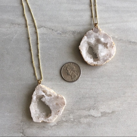 Geode Slice 14k Gold Boho Necklace - Picture 7 of 8